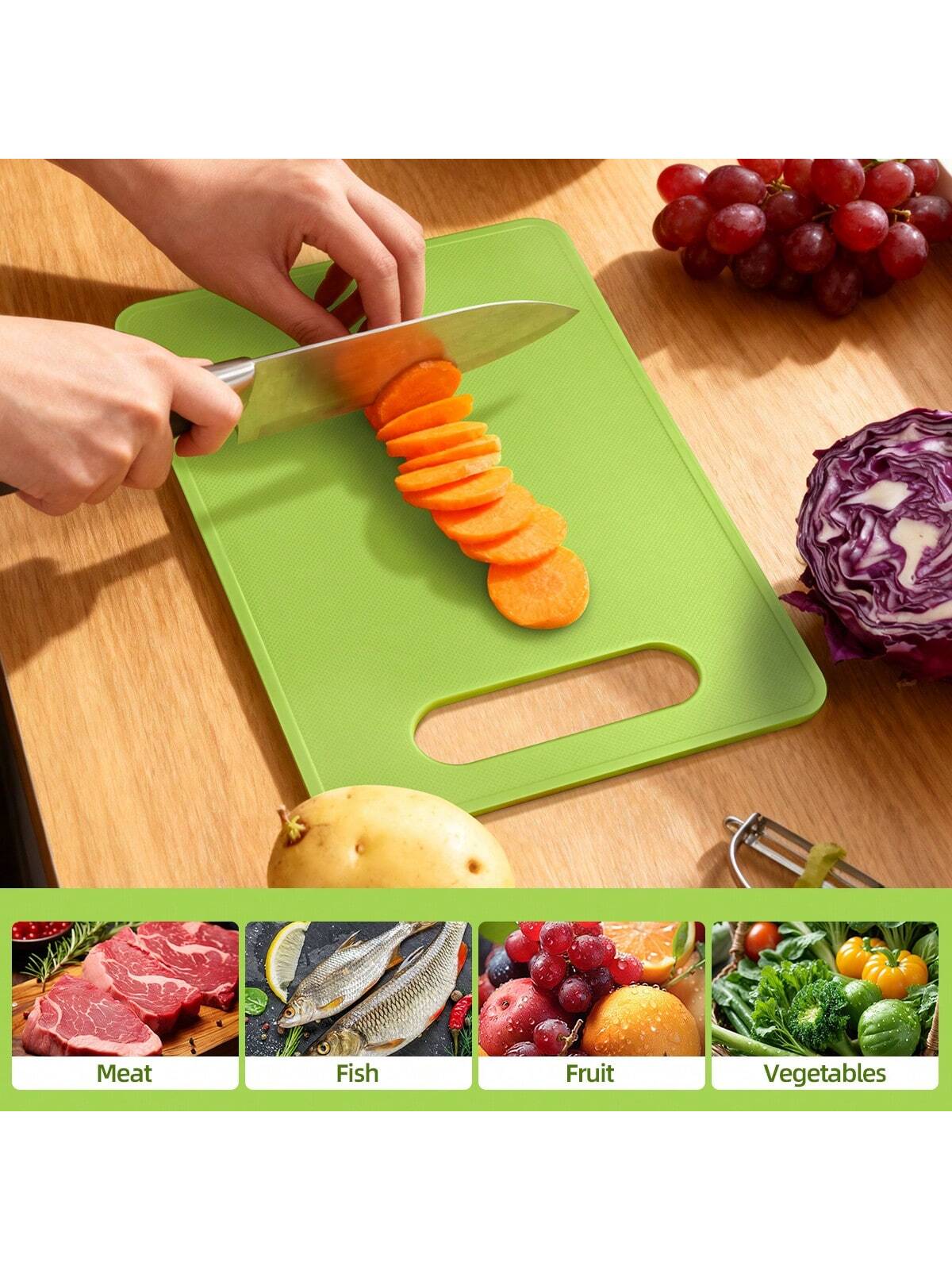 لوح تقطيع بلاستيكي مرن مضاد للانزلاق، صالح للغسل ف...
