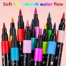 1 Set Of 12/24/36/48/60 Glitter Pens, Shiny Drawing Soft Pens, Water-Based Ink Glitter Chalk, Metallic Glitter Chalk, Exquisite Single Head Multi-Color DIY Brushes, Suitable For Graffiti Writing And Painting Art, Glitter Art Crafts, Notebooks, Gifts