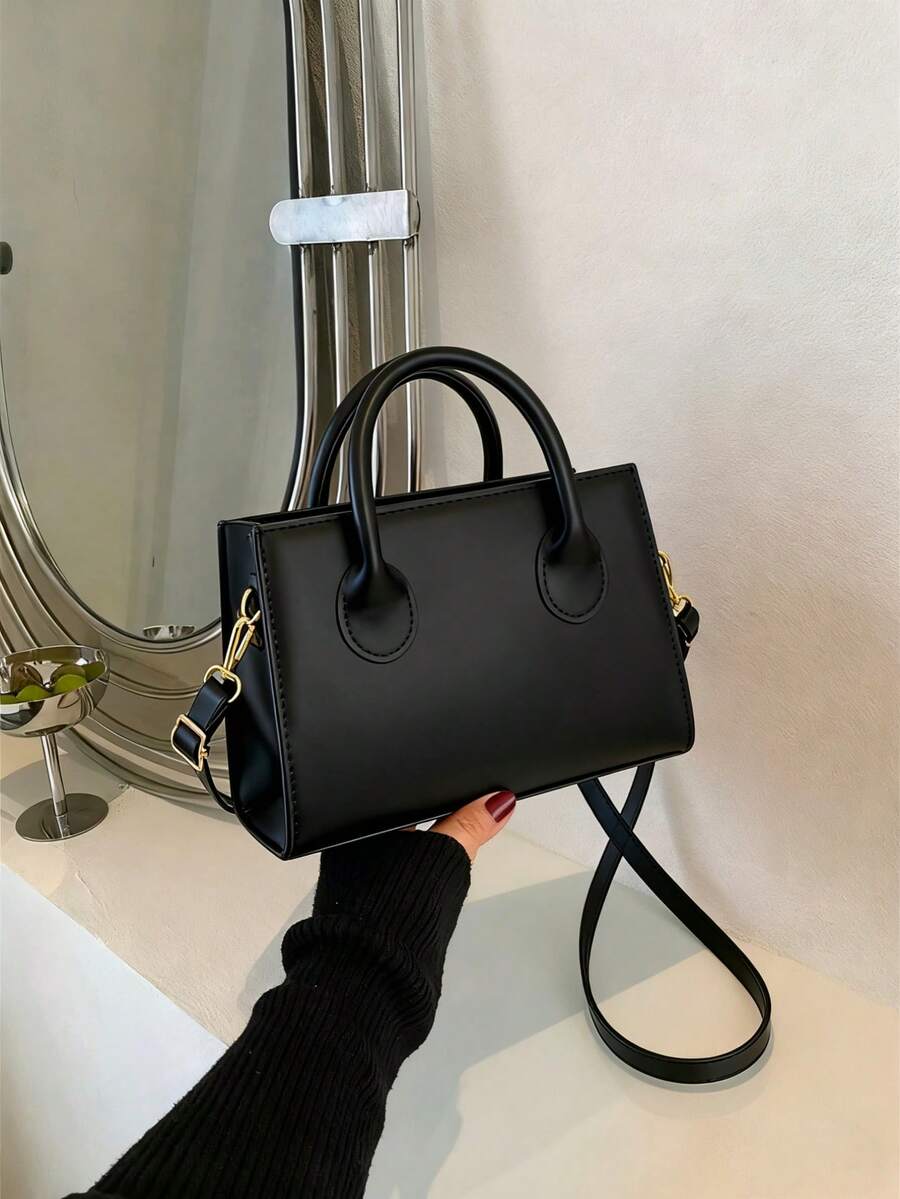 女士时尚小方包，带有石头纹理，双手柄，压纹鳄鱼图案，可调节肩带，适合休闲、旅行、购物，轻便，商务休闲风格，适合少女、女士、大学生、新秀和白领，非常适合办公室、大学、工作、商务、通勤、户外、旅行和郊游