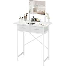 Small Vanity Desk With Mirror And Drawers, White Makeup Vanity Table With Storage, Compact Vanity For Bedroom, Modern Makeup Desk For Girls, Space-Saving Vanity Table - trắng - Xem 5