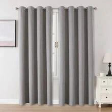 1/2 tấm rèm cản sáng vải lanh, có nhiều kích cỡ cho phòng ngủ, phòng khách, rạp hát tại nhà, phòng ăn, có dây buộc phía sau, màu xám nhạt - Màu Xám nhạt - Xem 24