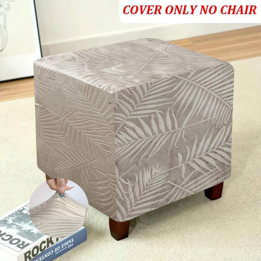 1 Stück Hocker Bezug mit Silberfuchs Samt Prägung, Jacquard Muster, elastisch & abnehmbar für Zuhause, Büro, Hotel, Party Dekoration, nur Hocker Bezug (Hocker nicht enthalten)