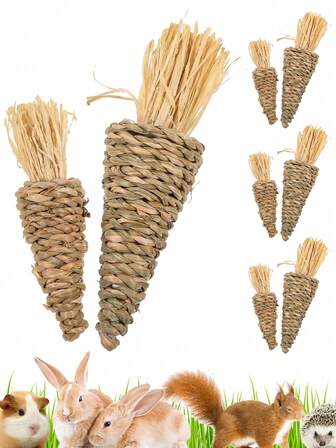 Pet Rabbit Hamster Accessories Small Pet Chew Toy For Parrots And Birds To Relieve Boredom, Carrot Shape, Made From Healthy Materials. Available In 1-Piece, 2 Pieces, And 4-Piece Sets. Perfect Christmas And Halloween Gifts. Daily Teething Relief For Happiness And Enjoyment.