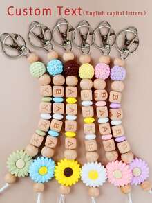 1PC Customized Daisy Keychain, Personalized Name Keychain, School Bag Label, Gift For Friends, Holiday Souvenir