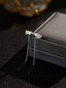 Nooxian 1 Pasang Anting Tusuk Lucu Berbentuk Hati untuk Wanita - Perak - View 4