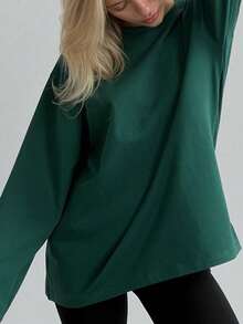 2025年春季性感圆领修身长袖打底衫——时尚百搭 - 綠色 - 查看 3