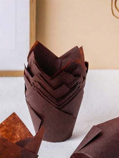 200pcs Brown Tulip Cupcake Liners For Baking Cups, Standard Size, EU Parchment Paper Tulip Muffin Liners, Cupcake Wrapper, Christmas