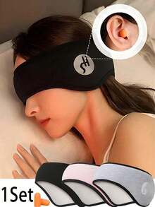 1pc Noise Blocking Ear Muffs With Adjustable Hook And Loop Eye Mask And Earplugs, Effective Noise Isolation Without Ear Pressure, Suitable For Sleeping, Napping, Bedroom, Travel, Office, School, Christmas, Accessories, Halloween, New Year, Gifts For Men And Women, Helps Relieve Insomnia (Black/Pink/Gray) - Multicolor - View 2