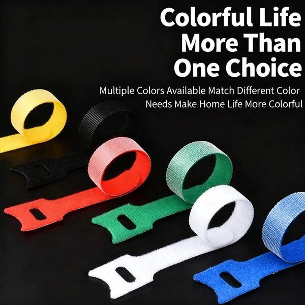 7PC Multi - Color Reusable Hook And Loop Cable Ties - Organize Wires Neatly For Home & Office