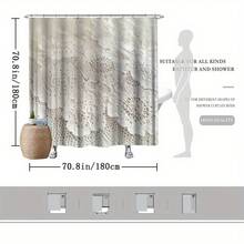 1pc Elegant White Lace Shower Curtain With Floral Design Vintage Bathroom Decor, Extra Long Bath Curtain (59x70.8/70.8/78.7/90.5 Inches), Machine Washable Fabric, Fade Technology & Hooks Included For Bathtub Privacy Beige/White/ Bathroom Window Cur - 彩色 - 查看 5