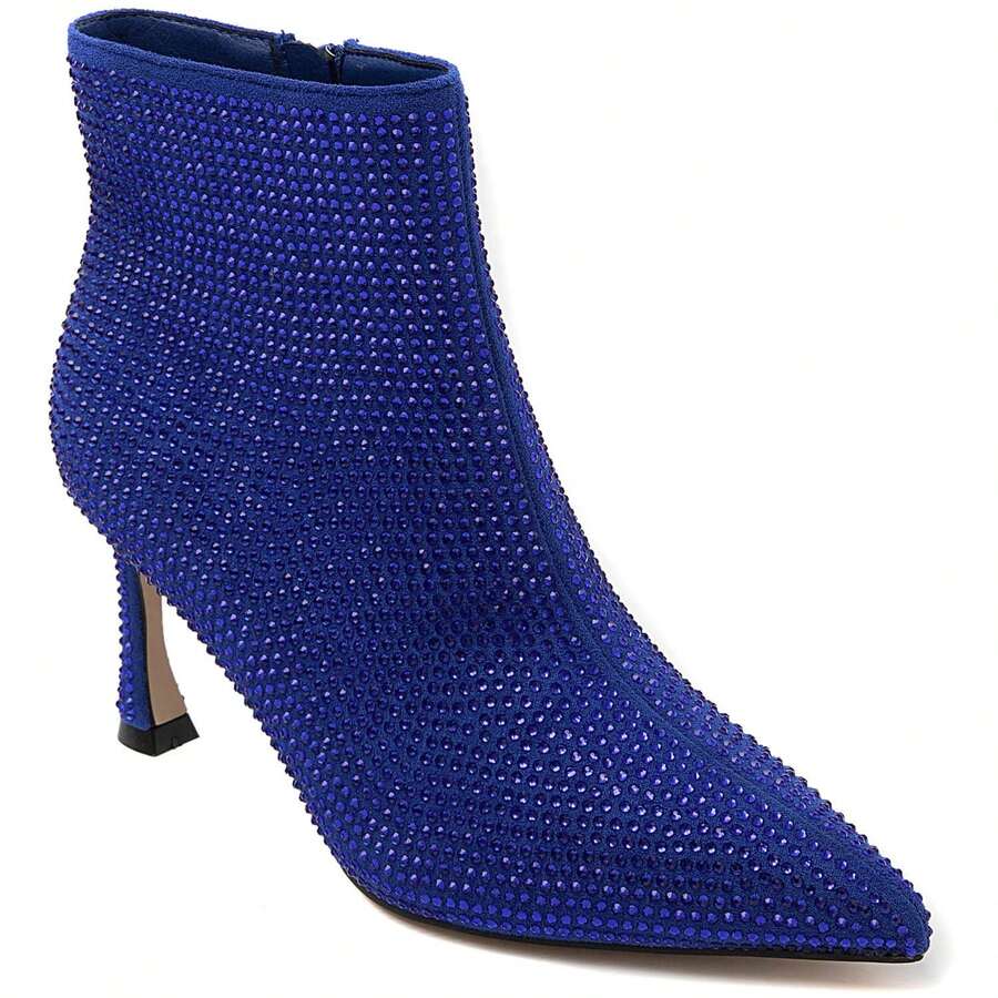 Bottines à Talons Hauts Avec Strass - Blue - View 1