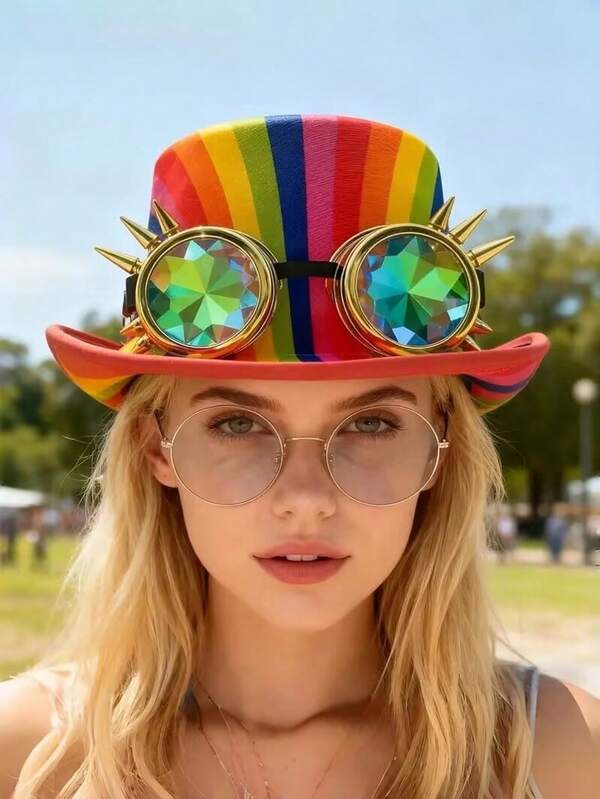 1 Peça Chapéu de Coco Alto Estilo Steampunk de Poliéster com Óculos para Mulheres e Homens, Balde, Fantasias de Halloween, Adequado para Despedida de Solteira, Cosplay, Natal, Carnaval, Bar, Despedida de Solteiro