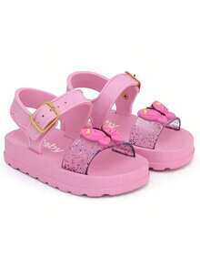 Glitter Crystal Children's Papete Sandal For Girls, Super Soft And Comfortable - 粉色 - 查看 1
