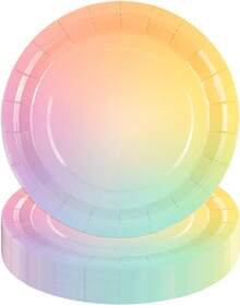 50PCS Iridescent Rainbow Party Paper Plates, 7 Inch Pastel Dessert Plates  Party Supplies Tableware For Birthday Mermaid Wedding,25837425 - Coffee Brown - View 1