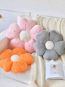 1pc Floral Decorative Pillow, Daisy Shaped Cushion Bed, Sofa, Bedroom Decor, Home Decor, Lovely Family And Friends, Spring