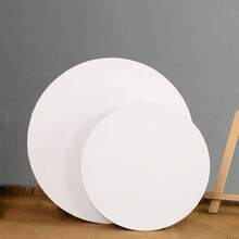 1pc/5pcs Framed Round Blank Canvas for Painting, Premium MDF & 100%Cotton Stretched Canvas for Painting, Drawing, & DIY Crafts, Assorted Sizes 15cm to 60cm, Perfect for Acrylic Pouring and Oil Painting, Ideal for Artists, Students, & Hobbyists - Blanco - Ver 5