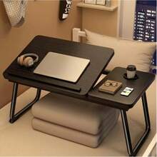 Bed Or Sofa Laptop Desk, Lap Desk, Woking Bed Desk, Home Office Desk, Breakfast Tray, Desk With Cup Holder, Watch Movies In Bed, Laptop Bed Stand, Livable Computer Stand, Phone Holder And Drawer, Available Folding Leg Desk - Black - View 4