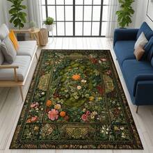 Cottagecore Moss Rug, Wildflower Botanical Rug, Green Plant Area Rug, Farmhouse Style Carpet, Nature Inspired Washable Rug For Living Room,   Luxury Rug, Rugs For Living Room,84*60inch,Perfect For Christmas And Halloween - 彩色 - 查看 4