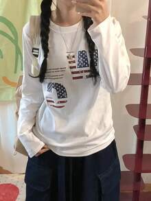 Short-Sleeved T-Shirt For Women, Summer, Round Neck, Loose Top - 白色 - 查看 1