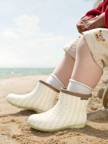 Jungen und Mädchen Karomuster Regenstiefel, wasserdichte Stiefel, rutschfeste Sohle, leicht zu reinigende Outdoor Kleinkinder Regenstiefel