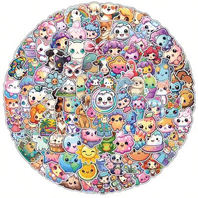 100pcs Kawaii Animals Pet Cute Funny Love Doodle Art Cool Aesthetics Cartoon Waterproof Stickers Pack For Adults For Suitcase Water Bottle Phone Laptop Skateboard Luggage Party Decoration