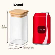 1/4/6/8/12pcs Square Food Storage Containers, Kitchen Spice Glass Jars, Transparent Glass Jar Set, Square Wide Mouth Glass Storage Containers, Glass Airtight Jars, Coffee Bean Storage Containers, For Kitchen Spices, Grains, Sugar, Cookies, Dried Fruits, Flour, Kitchen & Dining Organization, Stackable, Party Wedding Holiday Gifts - Transparent - View 3