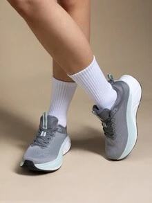Women's Walking Shoes Cushion Comfortable ActiveBreeze Running Tennis Shoes Non-Slip Workout Gym Sports Athletic Breathable Fashion Sneakers - 灰色 - 查看 1