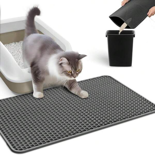 Cat Litter Mat, 60*90cm/24x35 Inches Large Double Layer Honeycomb Cat Litter Trapping Mat, Non Slip Urine Proof Cat Litter Box Mat For Floor, Kitty Litter Rug, Cat Supplies, Pink,Cat Litter Mat Gray - Washable Kitty Litter Catcher For Small Spaces – Non-Slip, Cat Litter Trapping Mat – Compact Litter Box Rug For Tiny Rooms – Pet Litter Mat