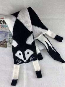 1 pieza Bufanda de mujer con diseño lindo de zorro, para niños y niñas, de poliéster suave