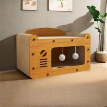 2-Tier Cat Scratching Post With Cardboard House, Lounging Pad & Scratching Mats For Small Cats And Pets To Play, Rest And Sleep - Durable Cardboard Entertainment For Cats To Prevent Furniture Damage