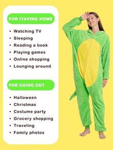 Unisex Adult One-Piece Pajamas, Halloween Animal Cosplay Costume - màu xanh lá - Xem 6