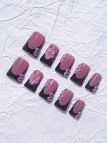 10pcs/Set Handmade Y2K Style Duck Bill Nail Tips, Silver, ,Black Dip,White Dip With French Edge, 3D Water Droplet, Stars,Artificial 3D Vintage Black Silver Waterdrop Shaped Short Square Matte Black Tie Dye Crocodile Print French Nail Art Decoration . Suitable For Women And Girls To Wear For Parties, Dances, Daily Life. Includes Nail Tools. Can Be Given As Gifts.