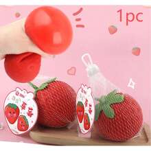 1 件果冻猫软玩具柔软 Q 弹性不粘感官坐立不安软 Taba 软油亮大草莓软玩具，硅胶质地高品质手工制作减压食品玩具，DIY 新款透明粉色草莓奶油浇头 - 彩色 - 查看 29