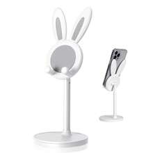 Cute Rabbit - Style Telescopic Phone Stand: Adjustable Height & Multi - Angle Tilt, White Aesthetic, Stable Circular Base, Compatible With All Cell Phones, Ideal For Home Office Desk Setup, Watching Videos, Browsing - Cute Gift For Bunny Enthusiasts Compatible With IPhone, Android Phone, Gift For Birthday, Family, Friends Phone Holder Phone Accessories - 白色 - 查看 7
