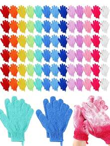 Set de 20 piezas de guantes de frotación de doble cara, guantes de ducha exfoliantes para exfoliación corporal, masaje spa, accesorios de baño - Multicolor - Ver 3