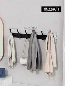 1個黑色如意 [3個掛鉤/4個掛鉤/5個掛鉤] 多功能掛衣架,浴室用無痕掛鉤,可用於掛外套、帽子、夾克、衣服、浴室用品