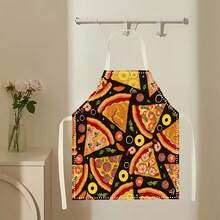 1件美味披萨图案围裙，创意、趣味、时尚印花家居清洁围裙，防水防油易清洗厨房烹饪围裙，创意家居围裙 - 彩色 - 查看 5