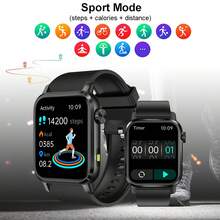 1.85 Inch Square Unisex Smart Watch, Full Touch Screen Sports Smartwatch, Fitness Tracking, Wireless Call, LED Flashlight, Multiple Sport Modes, Music Control, Information Push, Remote Camera, Compatible With Android & IOS - Black - View 4
