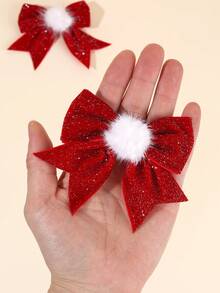 2 piezas Lazos para el cabello para niñas, Clips de lazo navideños para el cabello Otoño Invierno, Pasadores de lazo para fiestas, Accesorios de cabello dulces y lindos para la vida diaria