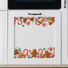 Decoraciones adhesivas para ventanas con hombres de jengibre, bastones de caramelo y dulces navideños - Decoraciones navideñas para el hogar, decoración de ventanas navideñas | Pegatinas navideñas vibrantes | Pegatinas autoadhesivas, decoraciones navideñas de jengibre