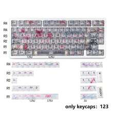 Juego completo de 123 teclas con diseño de arcoíris / Arknights / líneas de graffiti, teclas transparentes, altura original del fabricante, compatible con diseños de teclado de 61/64/75/87/98/104