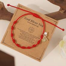 1 buc brățară cu pandantiv retro boem cu Fecioară Maria, brățară cu mărgele de cupru, frânghie reglabilă cu nod peruvian roșu țesut, brățară pentru cupluri, brățară pentru cel mai bun prieten, cadou religios, cadou norocos, cadou de familie, cadou pentru prieten, cadou de ziua de naștere, cadou pentru cupluri, cadou de Crăciun