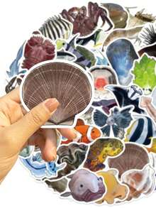50张海洋动物贴纸 可爱动物贴纸 海洋动物派对礼品 防水乙烯基贴纸
