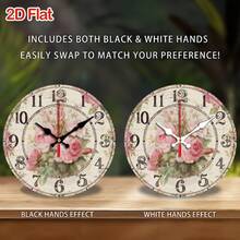 1pc 10-Inch Rustic Farmhouse Pink Roses Wooden Wall Clock - Vintage Floral Beige Background With Black Hands & Red Second Hand, Silent Quartz Movement, Easy-To-Read Large Numerals, Durable Wood Construction Kitchen Bedroom Living Room Bathroom Office Decor, AA Battery Operated (Not Included) - Elegant Home Décor & Functional Timepiece, Wall Clock Living Room Large Size, Modern Wall Clock, Kitchen Wall Clock, Kitchen Clock Wall Clock, Living Room Decor And Accessorie, Wall Clock - 10*10in - View 9