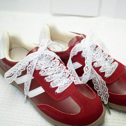 1 Pair Fashionable Ballet-Style White Silk Lace LACES - Retro Style, Lightweight And Hand-Washable, Suitable For Boots And Accessories