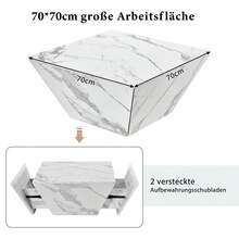 Modern Drum-Shaped Coffee Table, Trapezoidal Coffee Table In White Wood, Living Room Table 70*70*37 Cm - 1 - View 4