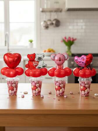 Set de 20 globos mini para el Día de San Valentín, que incluye mini koalas, osos abrazando, globos con forma de corazón, globos de papel de aluminio con corazones abrazados, globos de látex rojos de 5 pulgadas, adecuados para la decoración de mesa del Día de San Valentín, fiesta de Galentine, fiesta de solteras, decoración de globos para la fiesta familiar de San Valentín