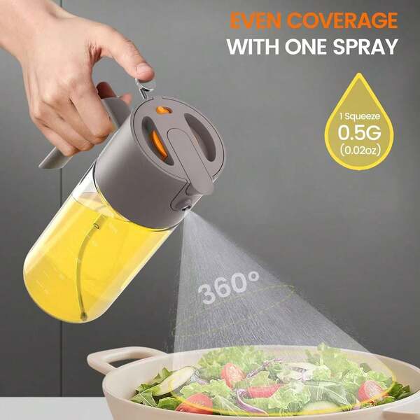 Oil Sprayer, Continuous Spray Bottle - Plastic Water Mist Sprayer, Oil Spray Bottle, Home Kitchen Air Fryer Oil Spray Bottle, Atomizing Edible Oil Spray Can, Oil Spray Bottle, Thumb Operation, High Pressure, Fine Mist, Odorless, Portable, Oil Sprayer Dual-Purpose Automatic Opening And Closing Kitchen Oil Pot, Household Large Capacity Oil Bottle, Leak-Proof And Non-Stick Oil Spray Glass