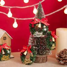 Mini Weihnachtskränze mit goldener Glocke, Puppenhaus Miniatur Weihnachtsbaum Dekoration, künstliche Kränze und Ornamente für Baum, Winterurlaub Heim Dekoration