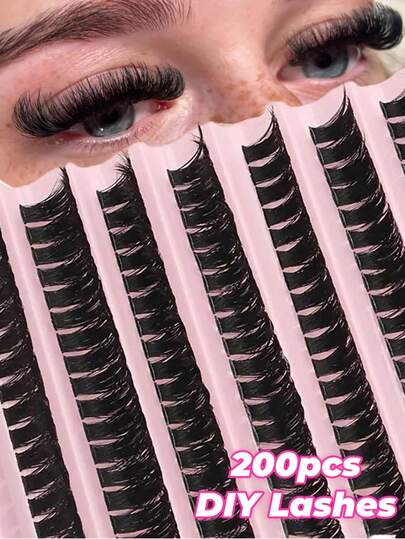 200 piezas de extensiones de pestañas suaves y rizadas de 80D/40D/30D, de 8-16mm de largo mezclados, 10 filas de 0.07mm D, pestañas de visón impermeables, ligeras, con efecto 3D para looks de maquillaje natural a dramático, portátiles para uso diario u ocasiones. Buen regalo para Halloween y Navidad.